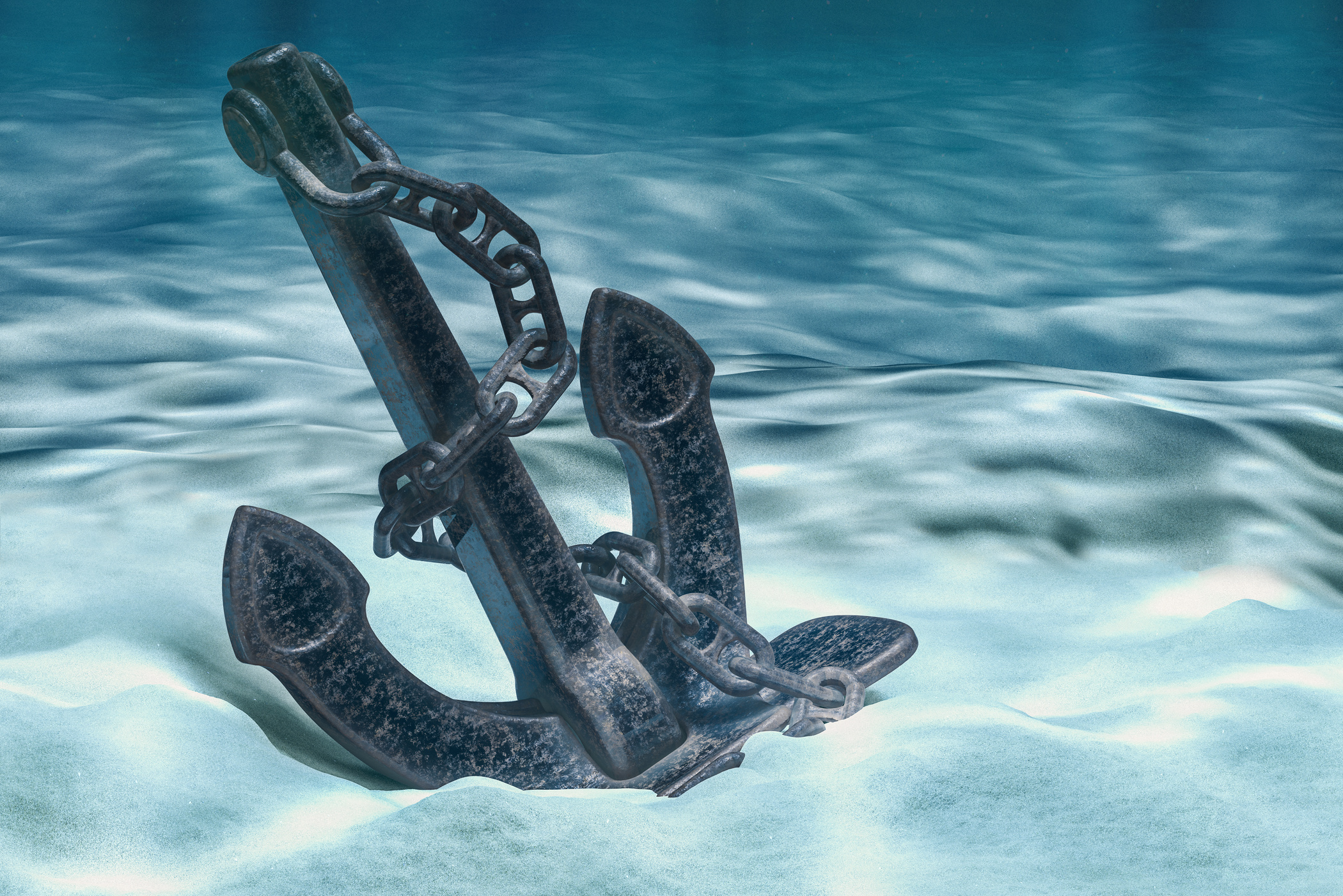 3D Mockup of an Anchor Under the Water